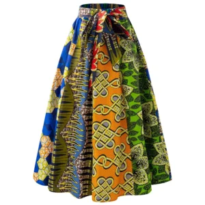 Jupe Longue Évasée en Tissu Wax Ankara - Style Kitenge & Motif Africain