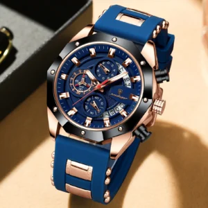 Montre Homme POEDAGAR 913 Chronographe – Bracelet Silicone & Cadran Lumineux