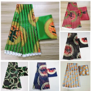 Tissu Satin Soie Motif Wax Africain - Coupon Haute Couture